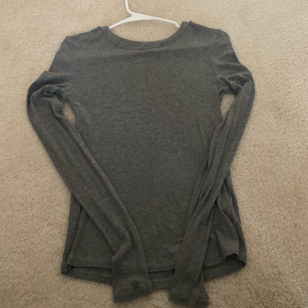 BP Grey Ribbed Long Sleeve Tee